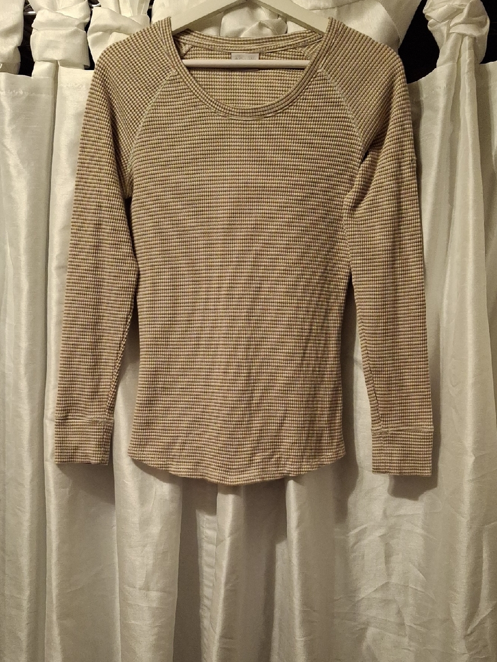 Columbia Beige Waffle Knit Crewneck Top
